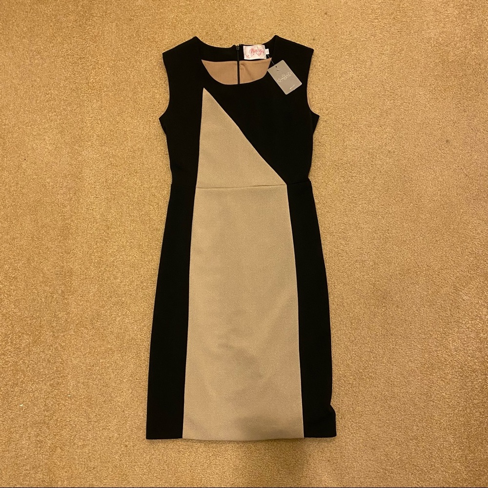 Nude and Black Bodycon Dress